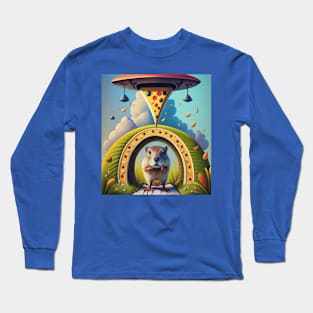 groundhog under bridge with pizza UFO Long Sleeve T-Shirt